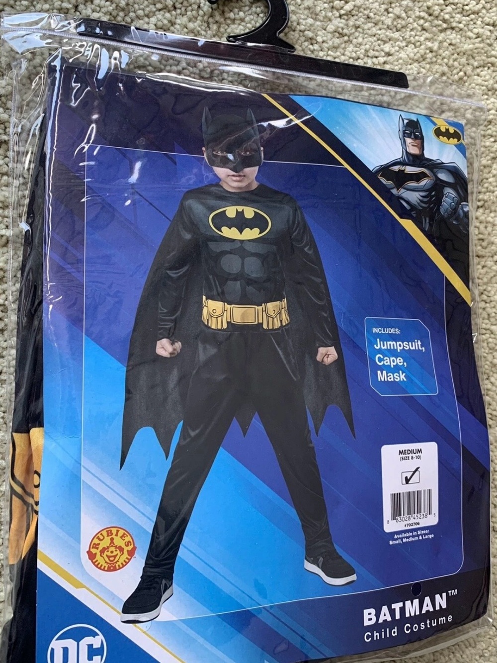 RUBIES DC BATMAN Child HALLOWEEN Costume - Black JUMPSUIT, CAPE AND MASK